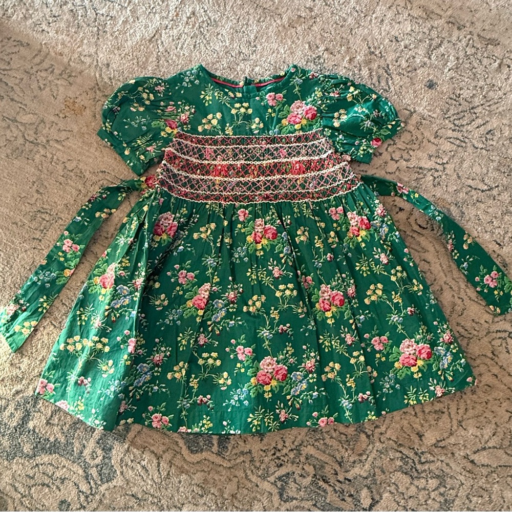Mini Boden Green Floral Kids Dress